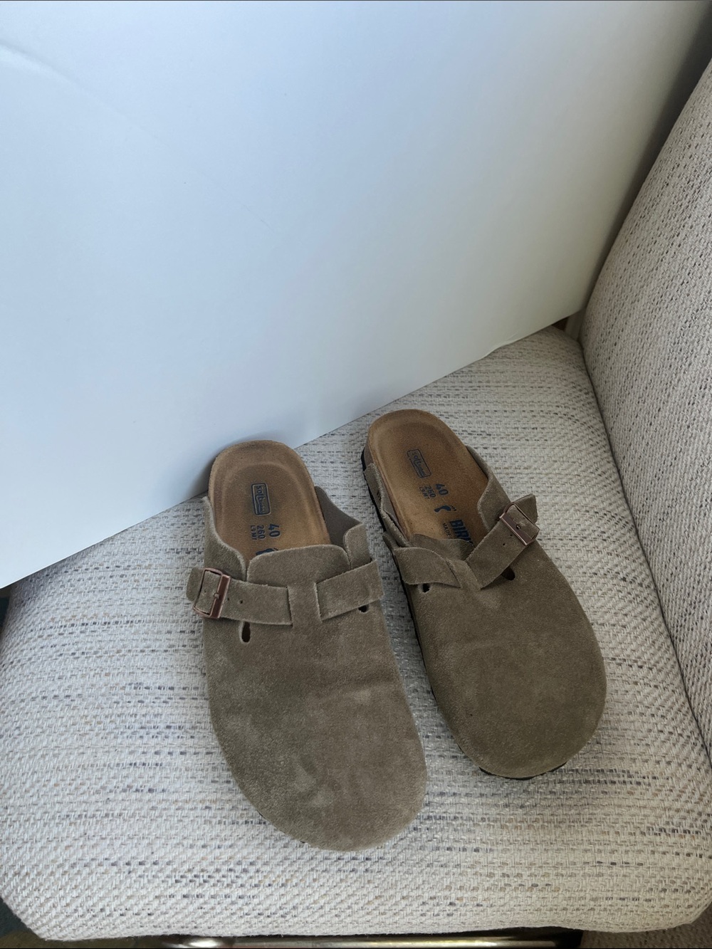 Birkenstock Suede Slip-On Clogs in Olive Brown
